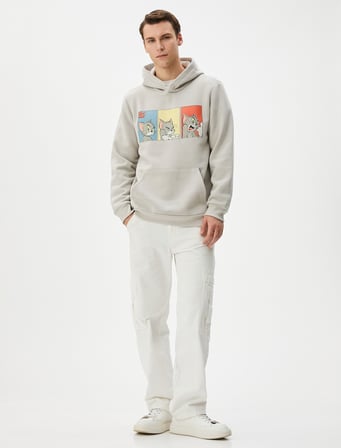 Tom ve Jerry Hoodie Kanguru Cepli Lisanslı Baskılı