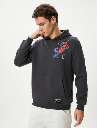 Spiderman Oversize Hoodie Kanguru Cepli Lisanslı Baskılı