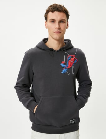 Spiderman Oversize Hoodie Kanguru Cepli Lisanslı Baskılı