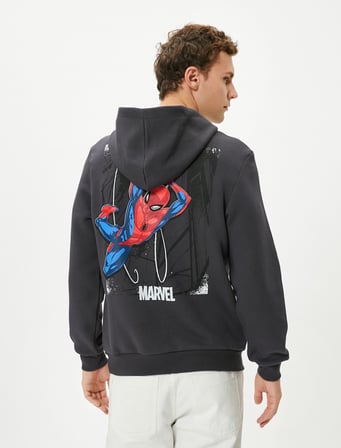 Spiderman Oversize Hoodie Kanguru Cepli Lisanslı Baskılı