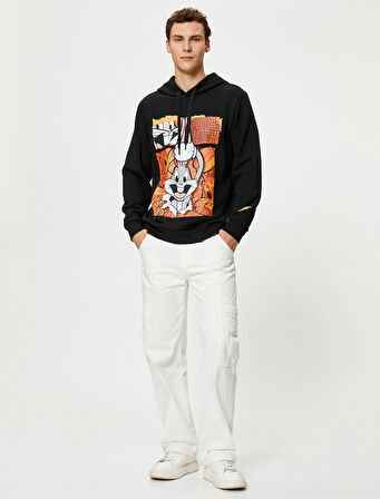 Bugs Bunny Kapşonlu Sweatshirt Lisanslı Baskılı