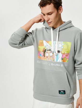 Rick and Morty Hoodie Kanguru Cepli Lisanslı Baskılı