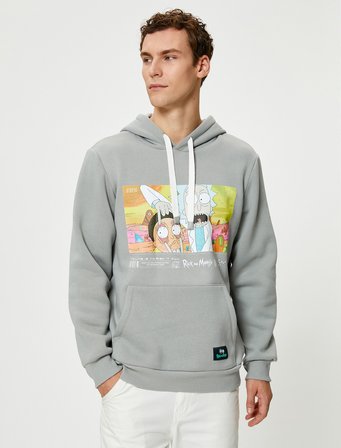 Rick and Morty Hoodie Kanguru Cepli Lisanslı Baskılı