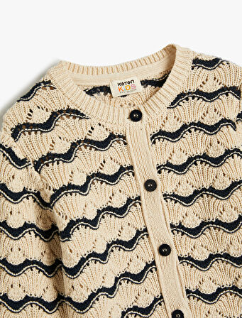 Ajurlu Hırka Yuvarlak Yaka Uzun Kollu 