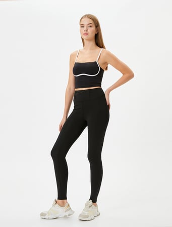 Basic Spor Tayt Cepli Yüksek Bel Slim Fit