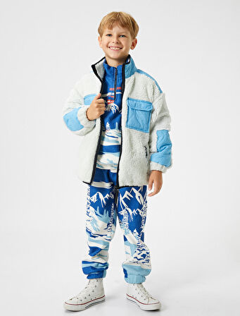 Sweatshirt Dik Yaka Uzun Kollu Cepli Fermuar Kapamalı Manşetleri Lastikli 