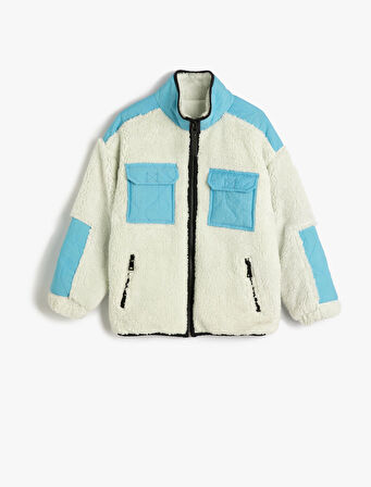 Sweatshirt Dik Yaka Uzun Kollu Cepli Fermuar Kapamalı Manşetleri Lastikli 