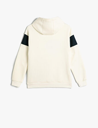 Kapşonlu Sweat Kayak Temalı Baskı Detaylı Uzun Kollu 