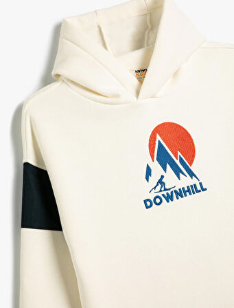 Kapşonlu Sweat Kayak Temalı Baskı Detaylı Uzun Kollu 