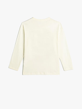 Tişört Uzun Kollu Bisiklet Yaka Kış Temalı Baskılı Pamuklu