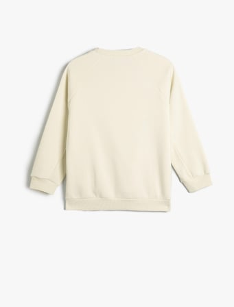 Sweatshirt Uzun Kollu Bisiklet Yaka Kış Temalı Baskı Detaylı Şardonlu 