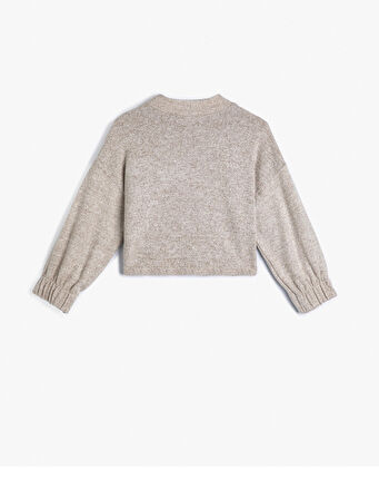 Basic Sweat Bisiklet Yaka Uzun Kollu Yumuşak Dokulu Manşetleri Lastikli 