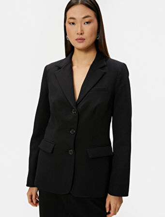 Blazer Ceket Düğmeli Kapaklı Cepli Regular Fit