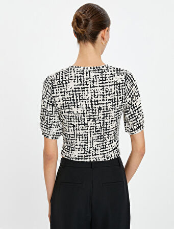 Crop Tişört Kısa Kollu Bisiklet Yaka 