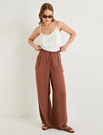 4SAK40002PW Koton Kadın Kanvas Pantolon KAHVERENGİ