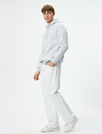 Basic Kapşonlu Sweatshirt Uzun Kollu Ribanalı