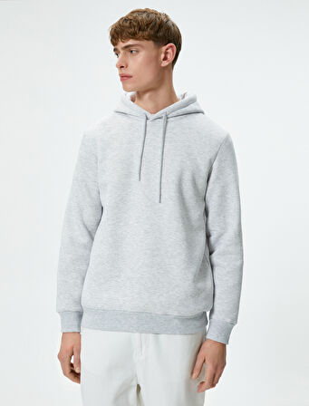 Basic Kapşonlu Sweatshirt Uzun Kollu Ribanalı