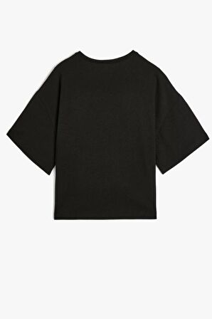 Koton Kız Çocuk Tişört Kısa Kollu Bisiklet Yaka Pamuklu Slogan Baskılı