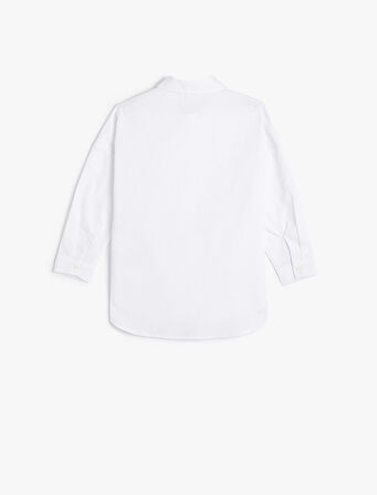 Oversize Gömlek Tek Cepli Uzun Kollu Pamuklu