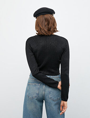 Melis Ağazat X Koton - Kopçalı Triko Kazak