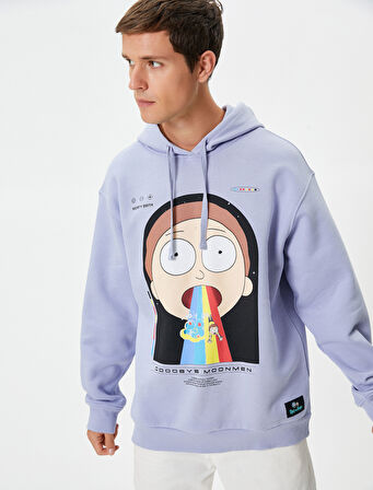 Rick and Morty Kapşonlu Sweatshirt Rahat Kesim Lisanslı Baskılı