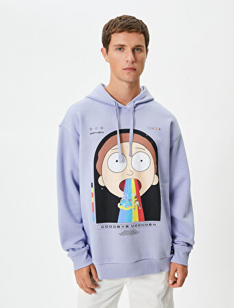 Rick and Morty Kapşonlu Sweatshirt Rahat Kesim Lisanslı Baskılı