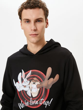 Looney Tunes Kapşonlu Sweatshirt Lisanslı Baskılı