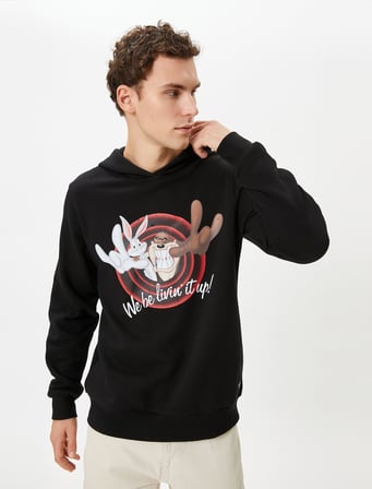 Looney Tunes Kapşonlu Sweatshirt Lisanslı Baskılı