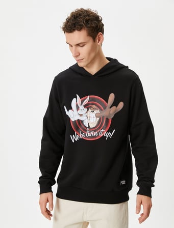 Looney Tunes Kapşonlu Sweatshirt Lisanslı Baskılı