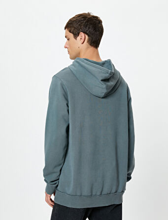 Kapşonlu Sweatshirt Slogan Baskılı Uzun Kollu