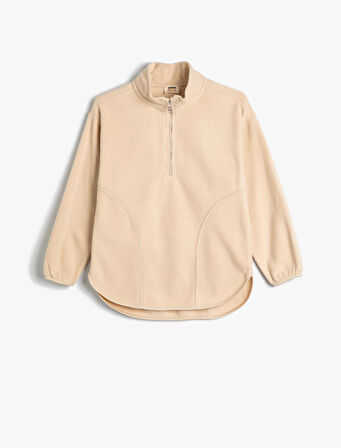 Polar Sweatshirt Dik Yaka Yarım Fermuarlı 
