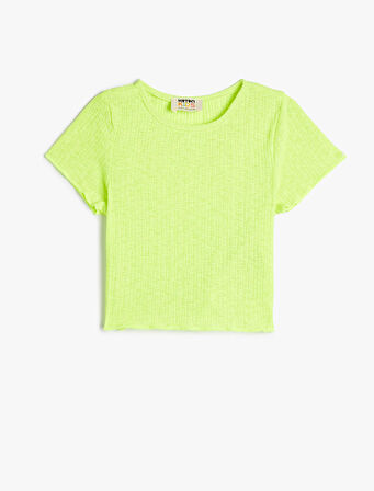 Basic Tişört Kısa Kollu Bisiklet Yaka Dokulu 