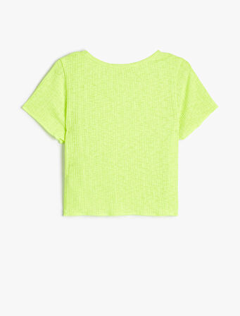 Basic Tişört Kısa Kollu Bisiklet Yaka Dokulu 