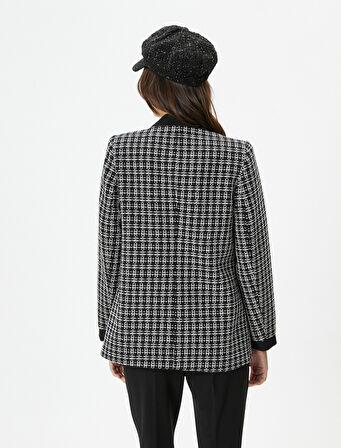 Tüvit Ceket Cepli V Yaka Düğmeli