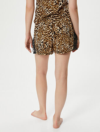 Pijama Altı Leopar Desenli Dantelli