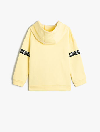 Kapşonlu Sweatshirt Cepli Spor Temalı Pamuklu