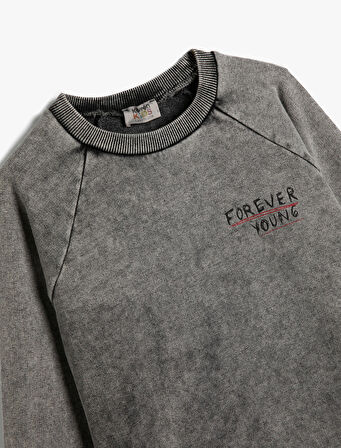 Sweatshirt Uzun Kollu Bisiklet Yaka Slogan Baskılı Pamuklu