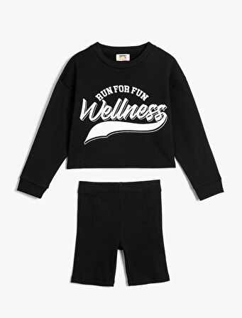 Sweatshirt ve Şort Seti İkili Pamuklu