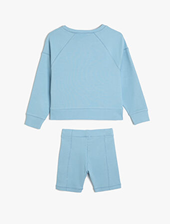 2'li Takım Tayt Sweatshirt Slogan Baskılı 