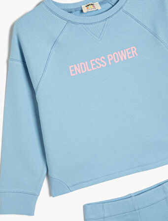 2'li Takım Tayt Sweatshirt Slogan Baskılı 