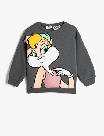 Lola Bunny Sweatshirt Lisanslı Uzun Kollu Bisiklet Yaka Şardonlu