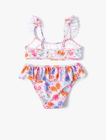 Kelebekli Bikini Seti 2 Parça Fırfırlı Çapraz Askılı