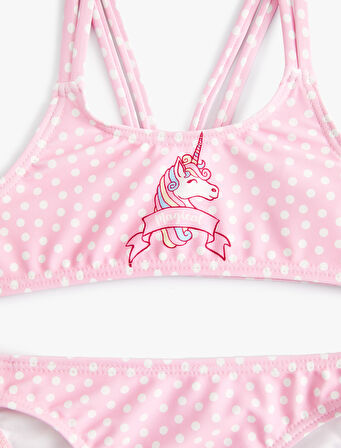 Bikini Takımı Unicorn Baskılı İnce Askılı