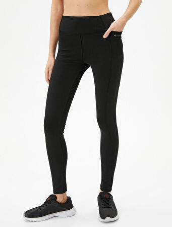 Cepli Yüksek Bel Spor Tayt Dikiş Detaylı