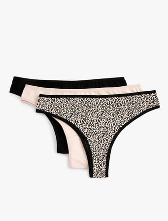 Brazilian Külot 3'lü Paket Leopar Desenli Pamuklu