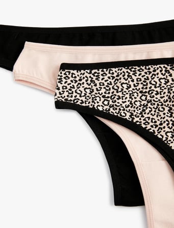 Brazilian Külot 3'lü Paket Leopar Desenli Pamuklu
