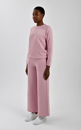 Kadın Önü Logo Baskılı Bisiklet Yaka Sweatshirt