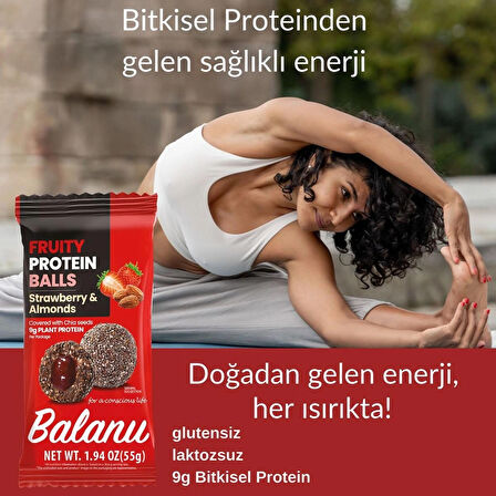 Çilekli Chia Kaplı Protein Topları 55 Gr X 6 Adet 