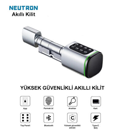 NEUTRON NTL-SC-02FKPW Parmak izi, Anahtarlı, Tuşlu, Kartlı ve Uzaktan Kontrollü Akıllı Kapı Kilidi