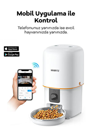 Kameralı ve Ses Kontrollü 4 Litre Akıllı Mama Kabı